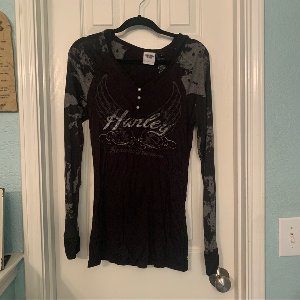 Women’s Long sleeve Harley Davidson shirt hooded